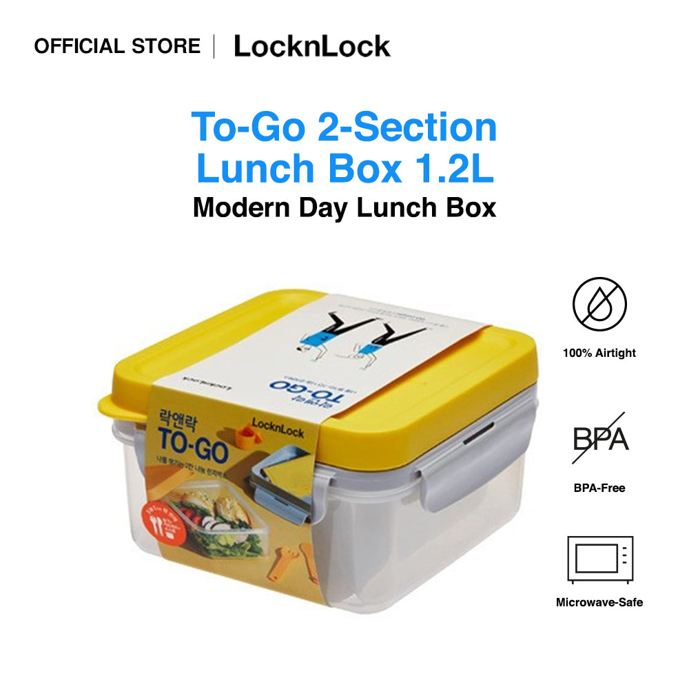 LocknLock To-Go 2-Section Modern Airtight Lunch Box 1.2L
