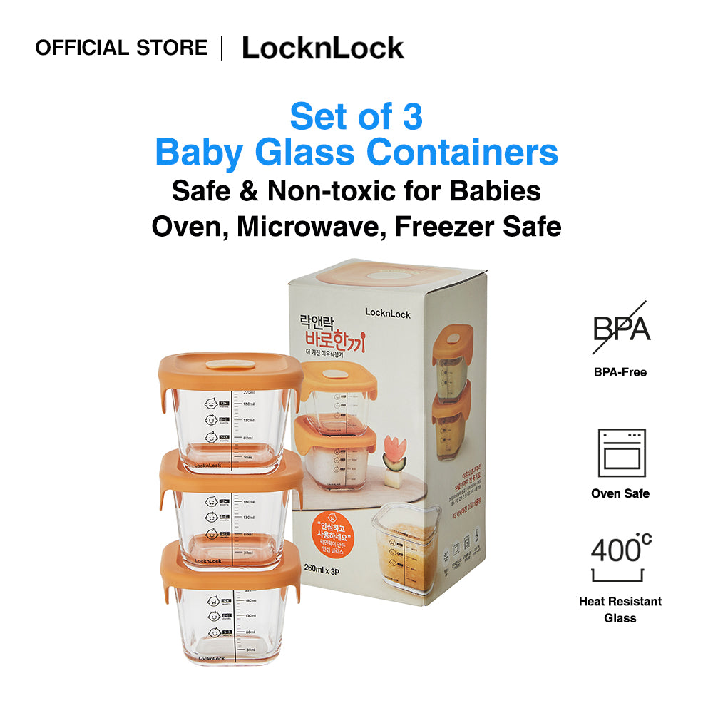 Baby Glass Food Container 260ml Set of 3