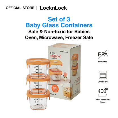 Baby Glass Food Container 260ml Set of 3