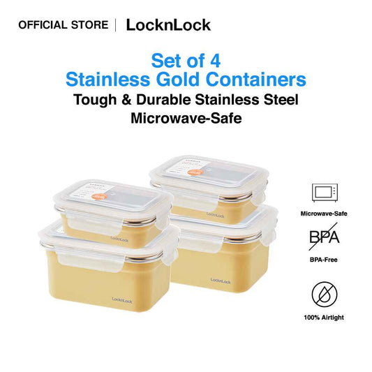 Set of 4 Stainless Gold Container