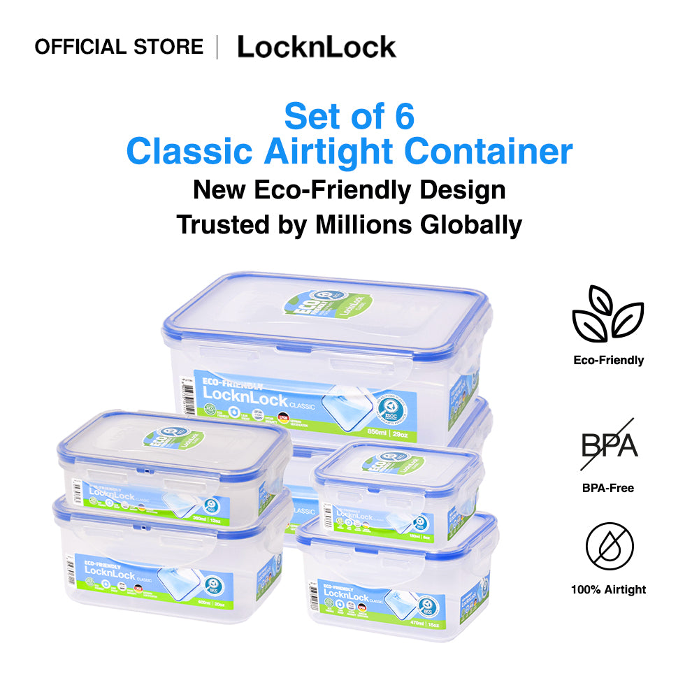 Set of 6 Classic Renew Eco-Friendly Airtight Container HPL811S6