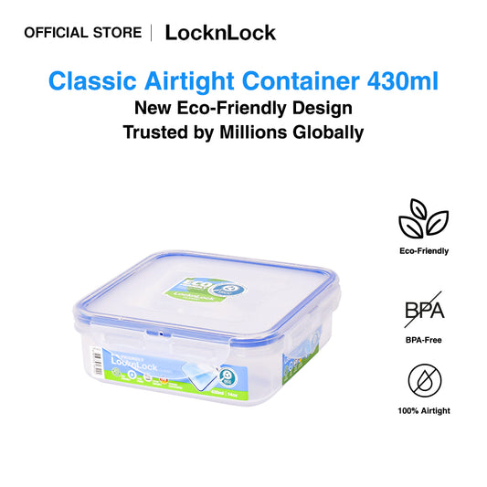 LocknLock Eco-Friendly Classic Airtight Square Food Container 430ml HPL852