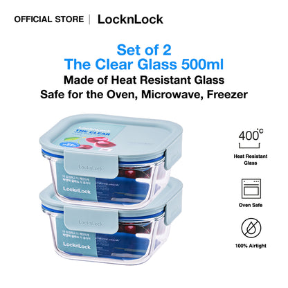 Set of 2 The Clear Glass 500ml (Square)