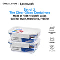 LocknLock Set of 2 The Clear Glass (Rectangle) Airtight Oven Glass Containers