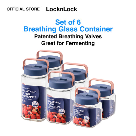 LocknLock Set of 6 Breathing Glass Container (Assorted Sizes)