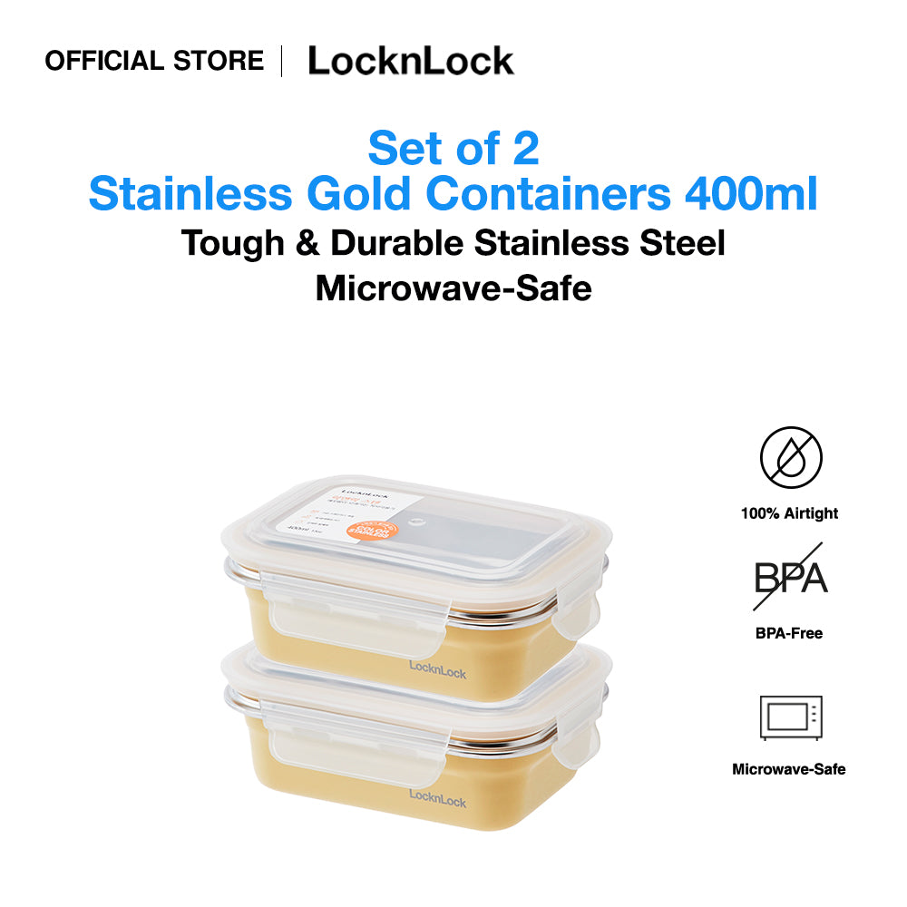 Set of 2 Stainless Gold Container 400ml