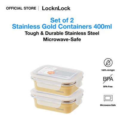 Set of 2 Stainless Gold Container 400ml