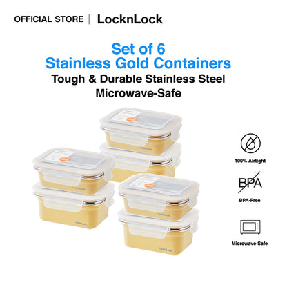 LocknLock Set of 6 Stainless Container Microwave Safe