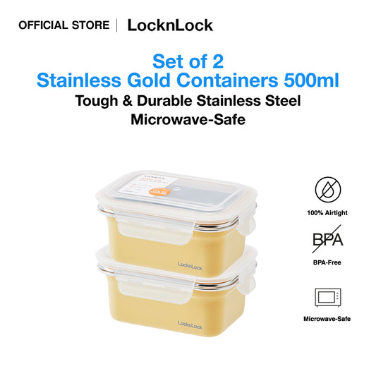 Set of 2 Stainless Gold Container 500ml