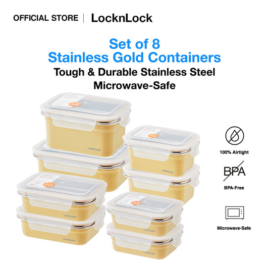 Set of 8 Stainless Gold Container