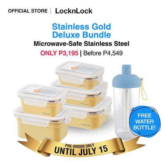 [Pre-Order] Set of 5 Stainless Gold Deluxe Bundle with Free Milk Tea Bottle