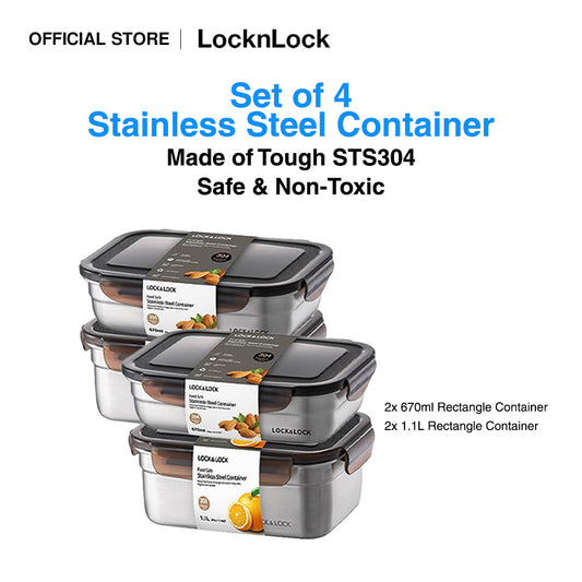 Set of 4 Stainless Steel Food Containers