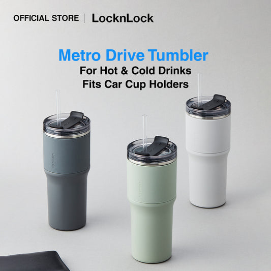 Metro Drive Tumbler 650ml for Hot & Cold Drinks | Fits Car Cup Holders, With Straw