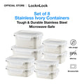 Set of 8 Stainless Ivory Microwave-Safe Container